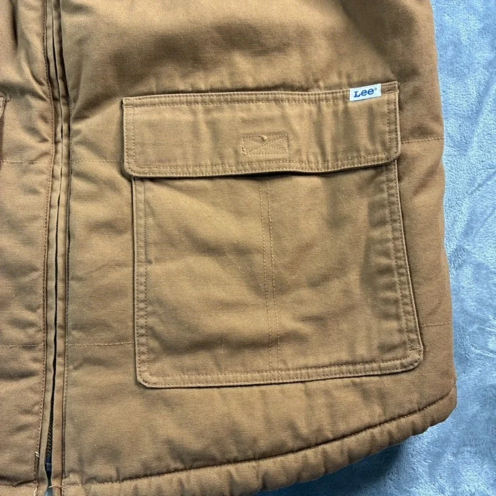 LEE Workwear Sherpa Lined Vest Full Zip Durable Canvas Men's‎ Sz XL Tobacco NWOT